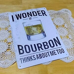 Bar Accessories, thin metal sign, Bourbon theme, distressed look